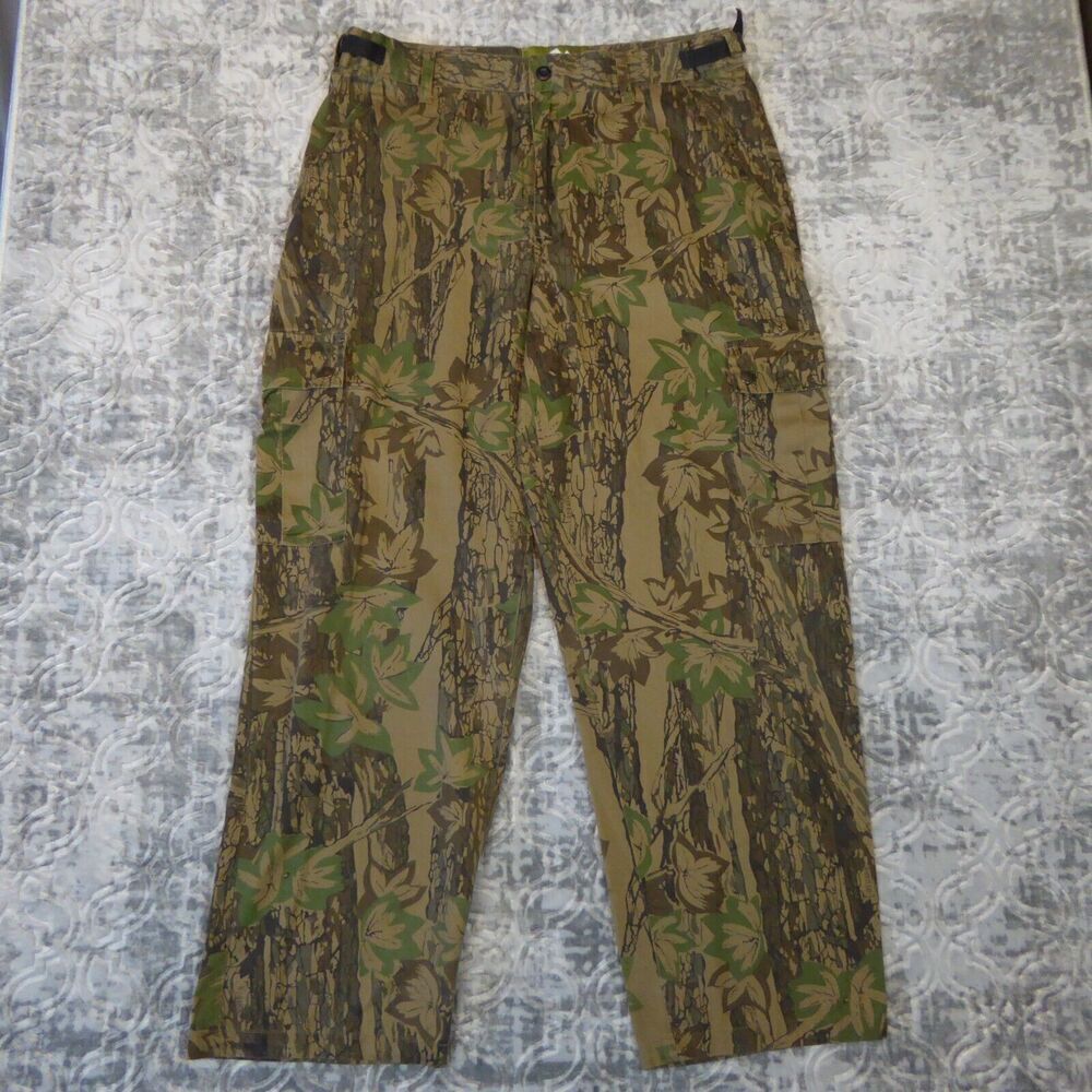 Vintage Northwest Territory Pants Mens Large Green Camo Cargo Hunting Wide Leg